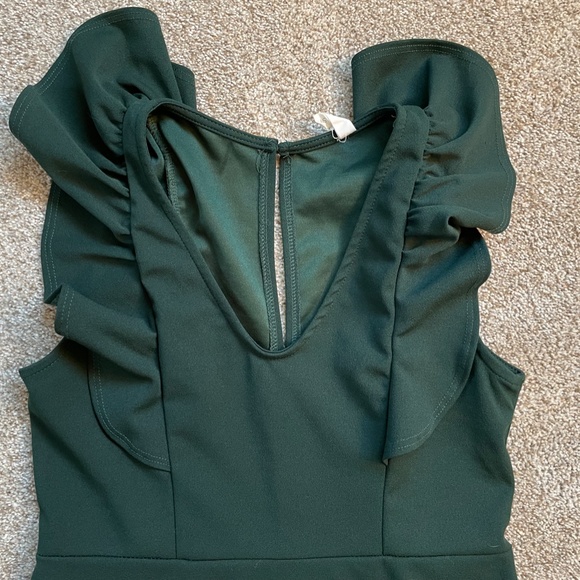 Forest Green Ruffle Sleeveless Maternity Dress - Picture 2 of 4